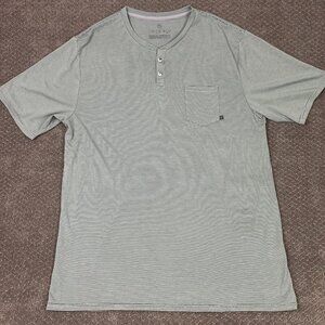 Free Fly Henley Shirt Men's XXL Green Striped Short Sleeve Bamboo